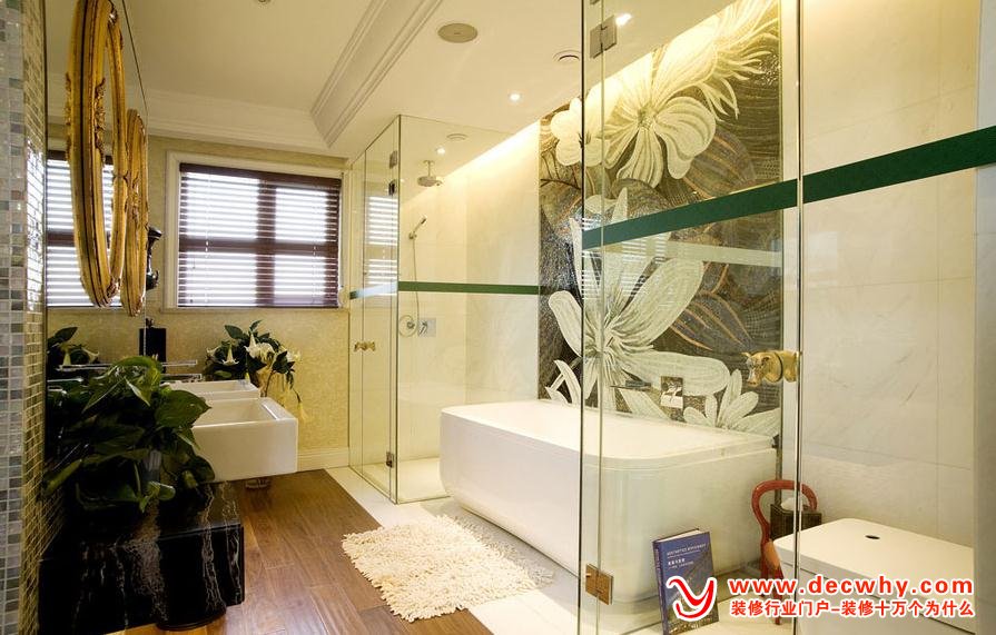 别墅豪华卫生间带浴室浴缸装修效果图