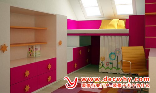女孩卧室、儿童房装修、儿童房设计