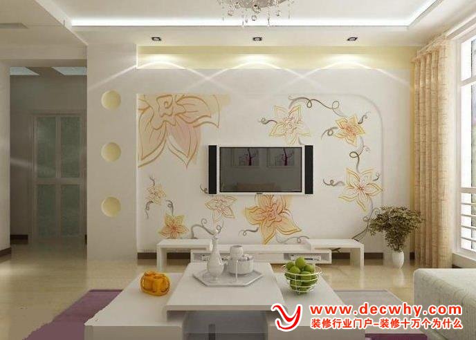 客厅电视背景墙的墙绘作品