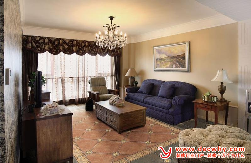 客厅铺贴防古砖后的效果